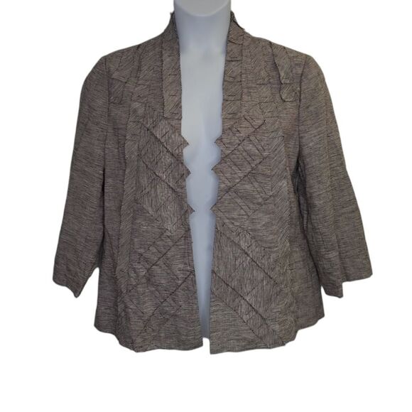 NEW Chico's linen crosshatch Haley shacket in cocoa bean jacket 2/L‎ - Picture 1 of 10